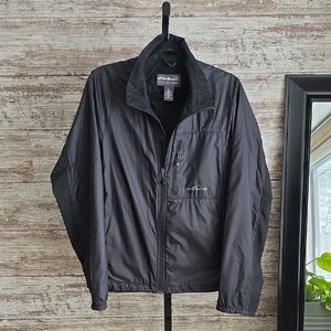 Eddie Bauer Black Nylon Windbreaker Jacket Mens Size Small